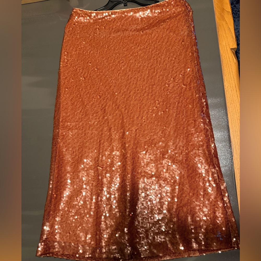 A.L.C. Shimmering Bronze Sequin Pencil Skirt